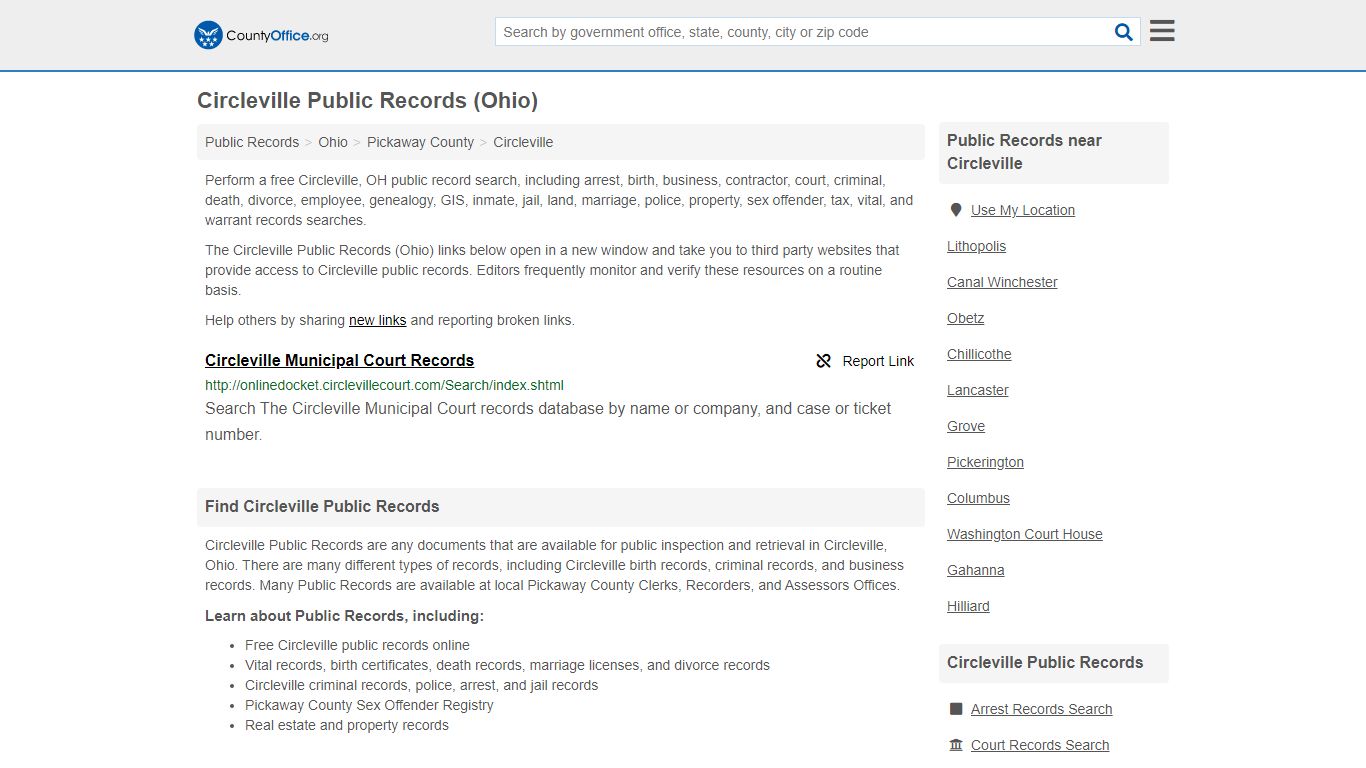 Public Records - Circleville, OH (Business, Criminal, GIS ...